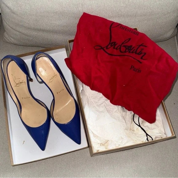 Christian Louboutin Iriza 100mm Pervenche Patent Pumps - Picture 9 of 10